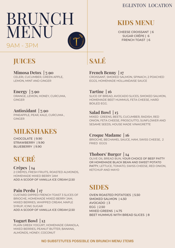 Brunch Menu Thobors Boulangerie Patisserie Caf 